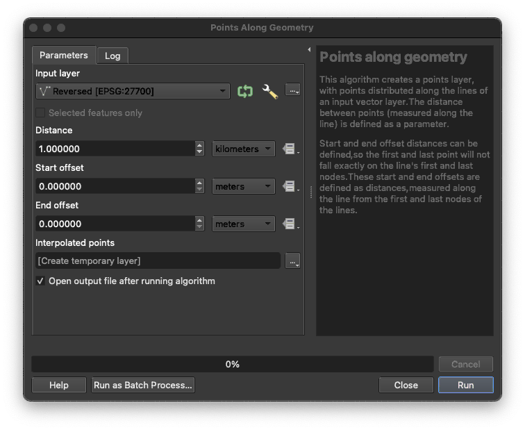 QGIS Points along Geometry